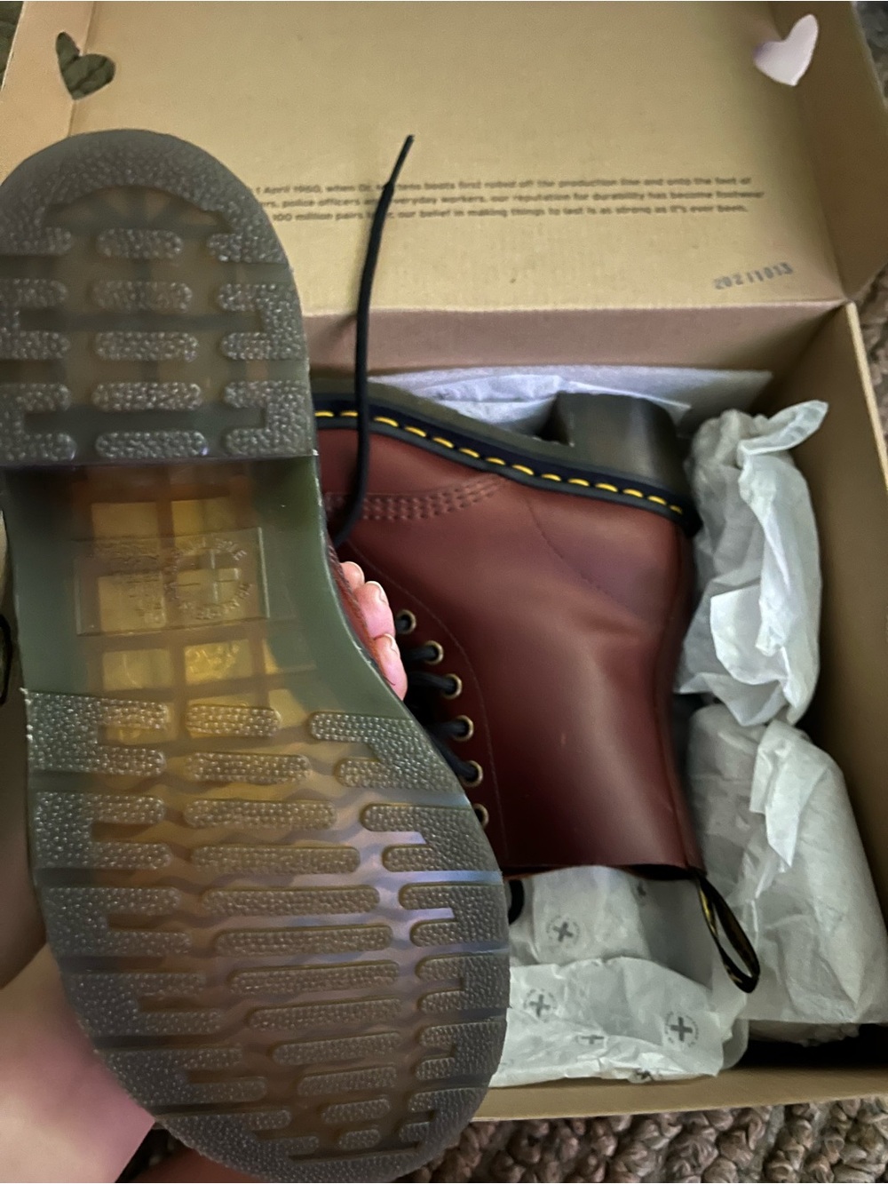 Dr. Martens Women's 8-Eye Leather Boots in Burgundy with Black Laces - Picture 6 of 11